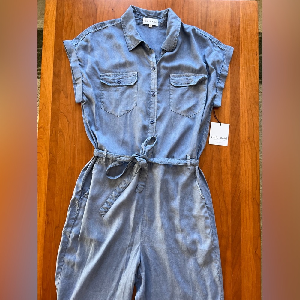 Bella Dahl Patch Pocket Jumpsuit in Mykonos Blue - Picture 5 of 9
